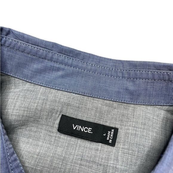 VINCE Long Sleeve Button Down Shirt Chambray Blue Size Large - Picture 6 of 6